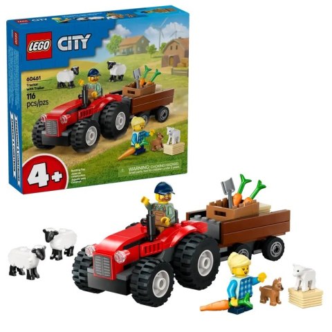 CITY CZERWONY TRAKTOR Z PRZYCZ