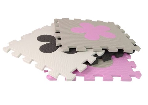 Mata Edukacyjna Piankowa EVA Puzzle Dla Niemowląt Szaro-Różowe 25 el.