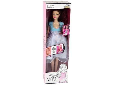 Lalka W Ciąży Mama Niemowlę Otwierany Brzuch Niebieska Sukienka 30 cm