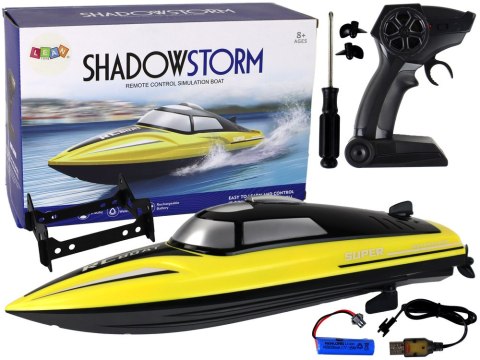 Motorówka Łódka Zdalnie Sterowana R/C 2.4G Pilot Podstawka Żółta