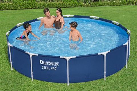 Basen Ogrodowy Stelażowy Z Pompą Niebieski 366x76 cm Zestaw Bestway 56681
