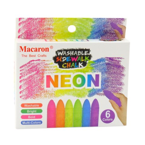 Kreda Kolorowa Neonowa Tablicowa Chodnikowa Zestaw 6 Szt