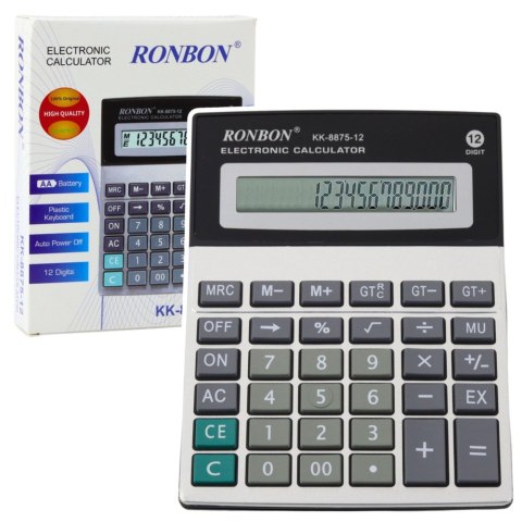 Kalkulator Biurowy Ronbon KK-8875-12 Duży Wyświetlacz 12-Cyfrowy