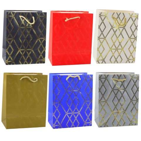 Torba Prezentowa Papierowa Elegancka Złote Wzory 23 x 18 x 10,5 cm