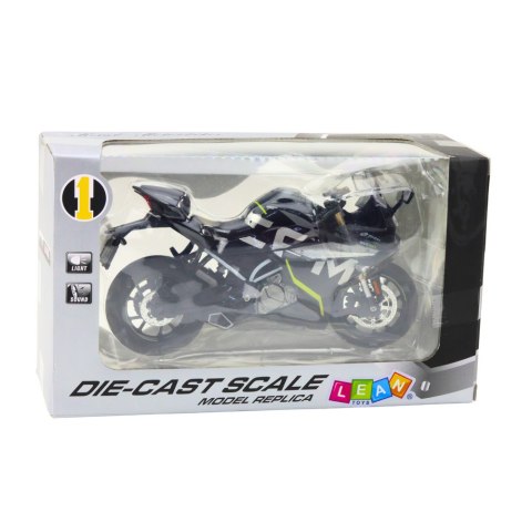 Motocykl Sportowy Metalowy Światła Dźwięki Czarny 250 SR 1:12