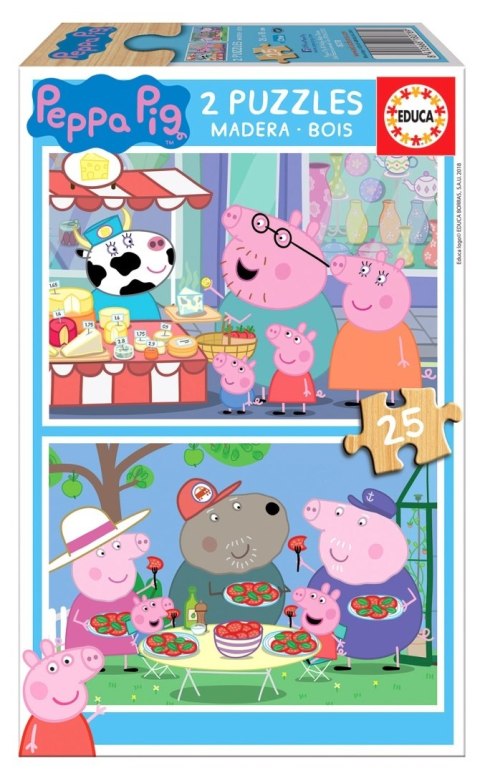 PUZZLE 2X25 DREWNO ŚWINKA PEPP