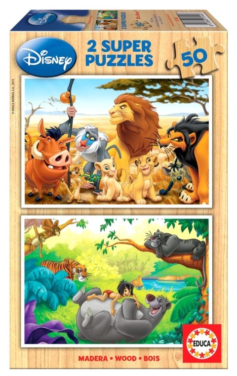 PUZZLE 2X50 DREWNO KRÓL LEW