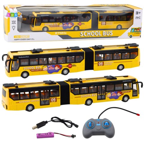 Autobus Szkolny Trolejbus Przegubowy Zdalnie Sterowany RC 1:32 Żółty