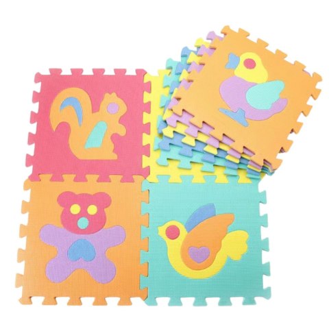 Miękkie Puzzle Mata Edukacyjna Zwierzęta Pianka EVA Kolorowe 9 el.