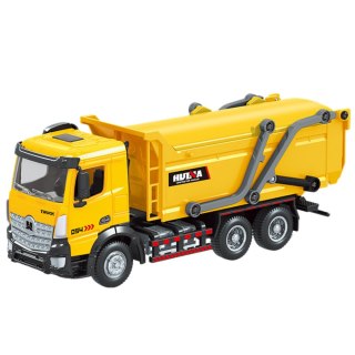 Śmieciarka Ciężarówka Metalowa Ruchoma Huina Żółta 1:50