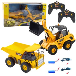 Zestaw Ładowarka Spychacz Wywrotka 1:24 Zdalnie Sterowane RC 2w1