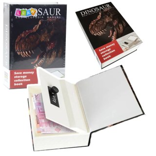 Książka Ukryta Skarbonka Sejf Na Kod Szyfr Dinozaur Czarna