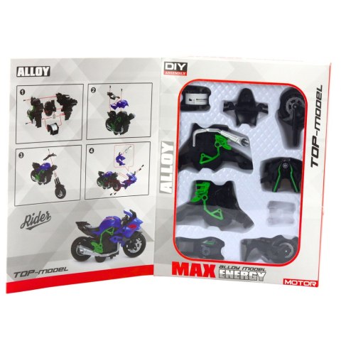 Motocykl Do Składania Skręcania Metal 1:14 DIY Zielono-Czarny