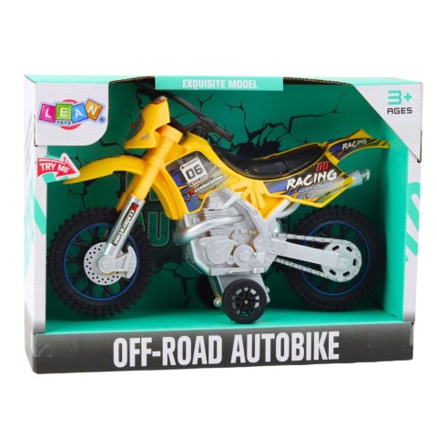 Motor Crossowy Off-Road Napęd Światła Dźwięki Żółty