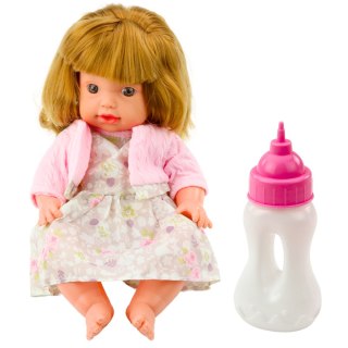 Lalka Bobas Z Butelką Do Karmienia Sukienka Pudrowy Róż Dźwięki 30cm