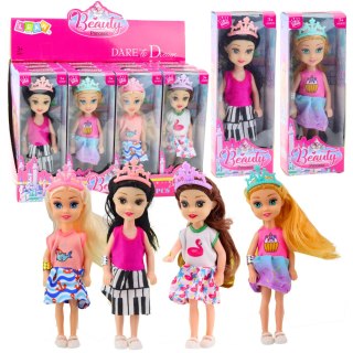 Mini Laleczka Księżniczka Z Koroną Kolorowa Sukienka 14cm Mix