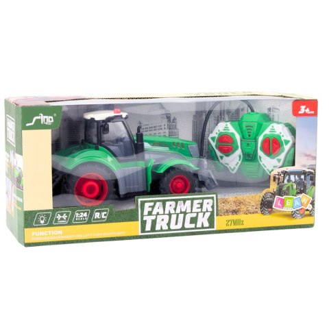 Ciągnik Traktor Rolniczy Zdalnie Sterowany RC Zielony 1:24