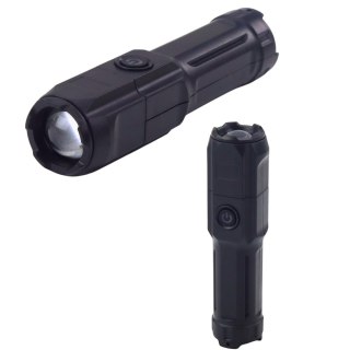 Latarka LED Regulacja Zoom 3 Tryby Świecenia Ładowanie USB Czarna