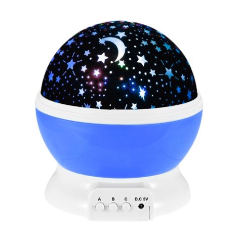 Projektor Gwiazd Obrotowy 360° LED Lampka Nocna Niebieski