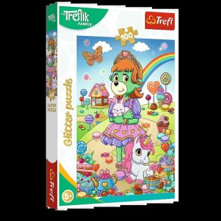 Puzzle - 100 - Rodzina Treflików - Brokatowe Trefliki - Trefl 14833