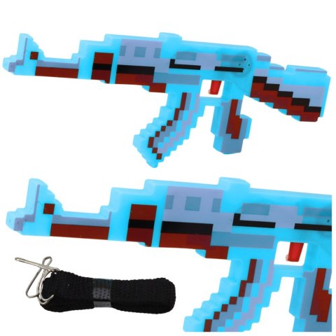 Karabin Pikselowy Broń Światła Dźwięki Niebieski 39cm