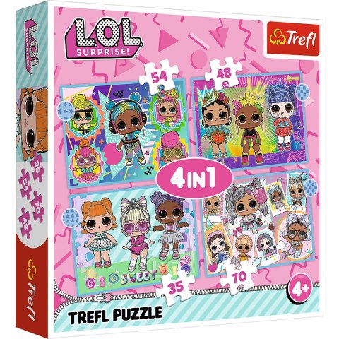 Puzzle - 4w1 (35, 48, 54, 70) - Poznaj laleczki - LOL Surprise! - Trefl 34613