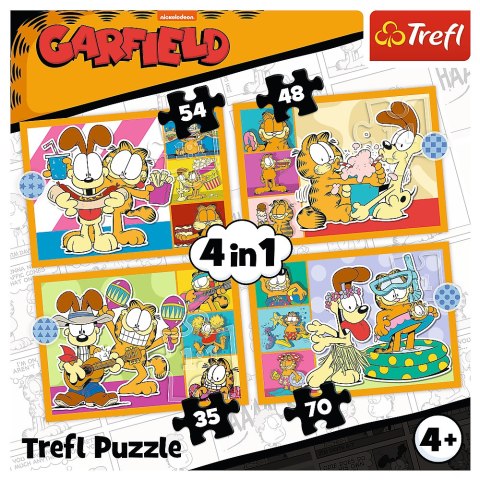 Puzzle - 4w1 (35, 48, 54, 70) - Garfield Kocha lazanię - Trefl 34673