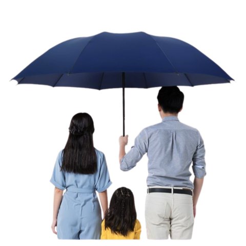 Duży Parasol Składany 12-Żebrowy Pokrowiec Granatowy 110 cm