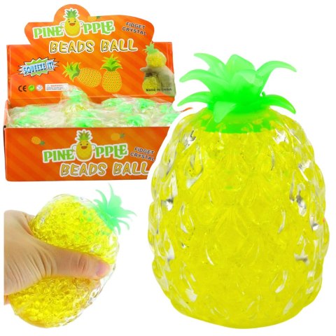Gniotek Ananas Owoc Antystresowy Z Kulkami Hydrożelowymi Żółty