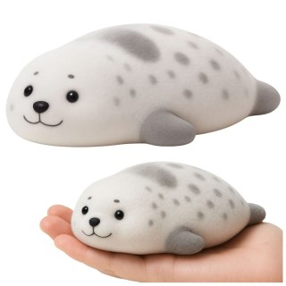 Gniotek Silikonowy Foka Z Sierścią Miękka Do Ugniatania Szara 12 cm