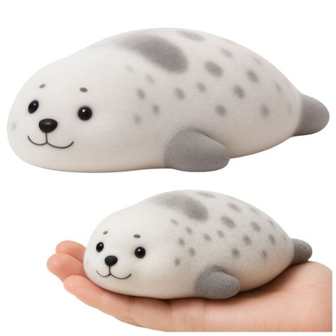 Gniotek Silikonowy Foka Z Sierścią Miękka Do Ugniatania Szara 12 cm