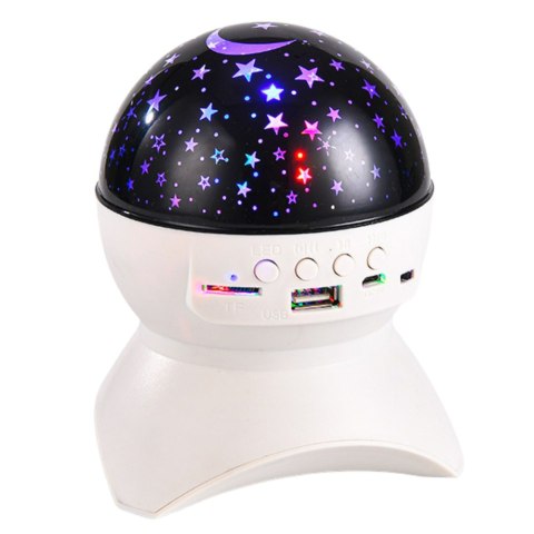 Lampka Nocna Projektor Gwiazd Głośnik 3w1 LED Bluetooth Biała