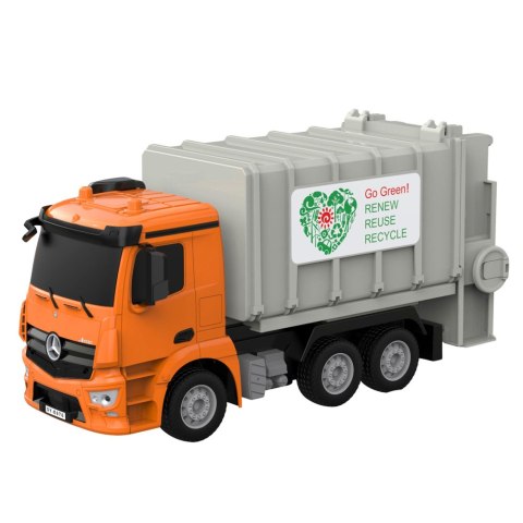 Mercedes-Benz Antos Śmieciarka Zdalnie Sterowana RC Pomarańczowa 1:26