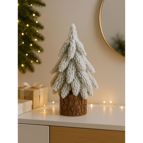Choinka Ozdobna Dekoracyjna Sztuczna Na Pniu Pokryta Śniegiem 30 x 10 cm