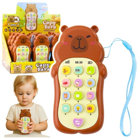 Dziecięcy Telefon Edukacyjny Światła Dźwięki Melodie Kapibara Brązowy