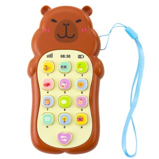 Dziecięcy Telefon Edukacyjny Światła Dźwięki Melodie Kapibara Brązowy