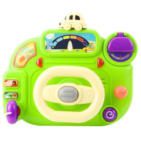 Kierownica Interaktywna Dla Dzieci Symulator Jazdy Światła Dźwięki Zielona