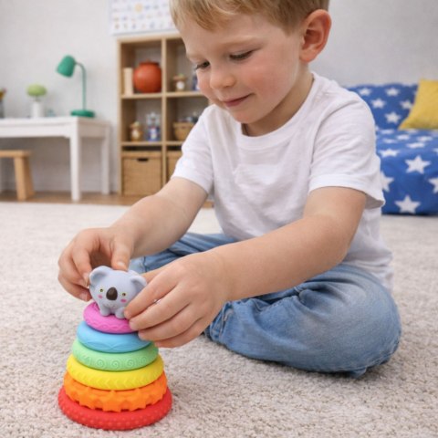 Piramidka Sensoryczna Z Koalą Wieża Edukacyjna Kolorowa 7 el.