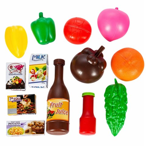 Duży Wózek Sklepowy Dla Dzieci Produkty Spożywcze Różowy 52cm 46 el.