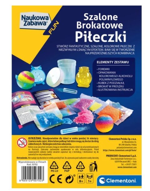 Naukowa Zabawa Mini Laboratorium Szalone Brokatowe Piłeczki Język Polski Clementoni 50702