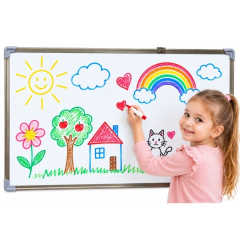 Tablica Magnetyczna Suchościeralna Markery Gąbki Akcesoria Biała 90x60 cm