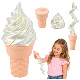 Lód w Rożku 3D Zabawka z Efektem Rozwijania Biały Mieniący Się 14 cm