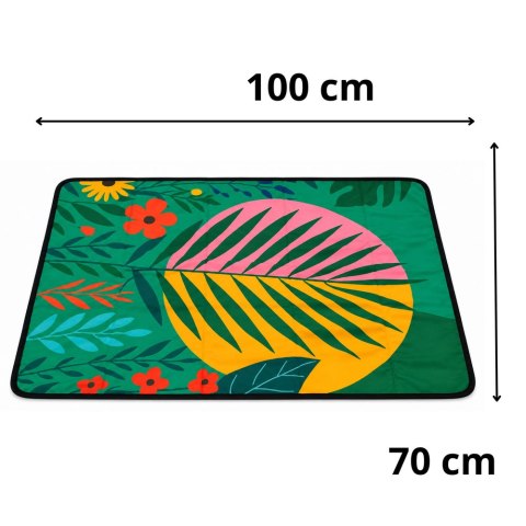 Mały Koc Turystyczny Piknikowy Mata Rośliny Kolorowa 100 x 70 cm