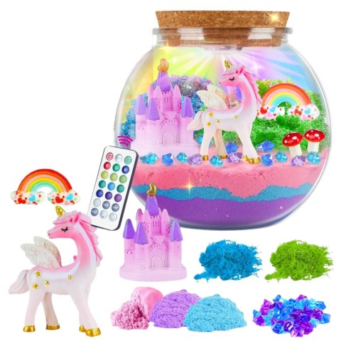 Zestaw Kreatywny DIY Terrarium z Kolorowym Jednorożcem Lampka LED Pilot