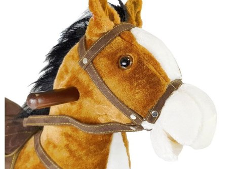Koń Na Biegunach Rusza Pyskiem Ogonem Dźwięki Jasnobrązowy 74 cm