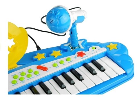 Duży Keyboard Elektroniczny Dla Dzieci 37 Klawiszy MP3 Mikrofon Niebieski