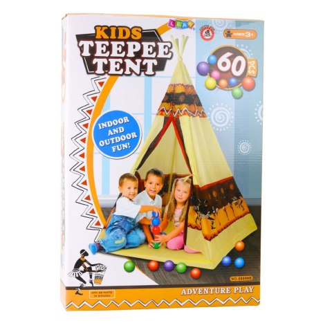 Namiot Tipi Indiański Baza Dla Dzieci + 60 Piłek 155 cm