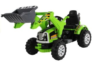 Traktor Koparko-Ładowarka Na Akumulator Dla Dzieci Z Ruchomą Łyżką Zielona